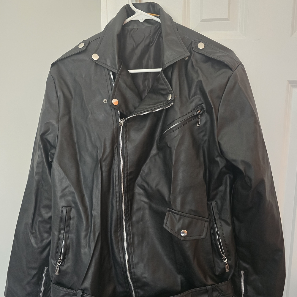 Men's Black Faux Leather Jacket - Picture 2 of 6